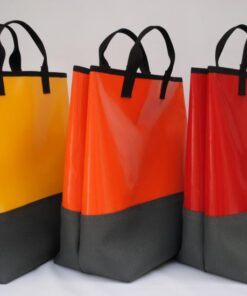 Shopper Einkaufstasche aus Blachen-Stoff in den Farben Gelb, Orange, Rot, Bordeaux, Blau, Schwarz