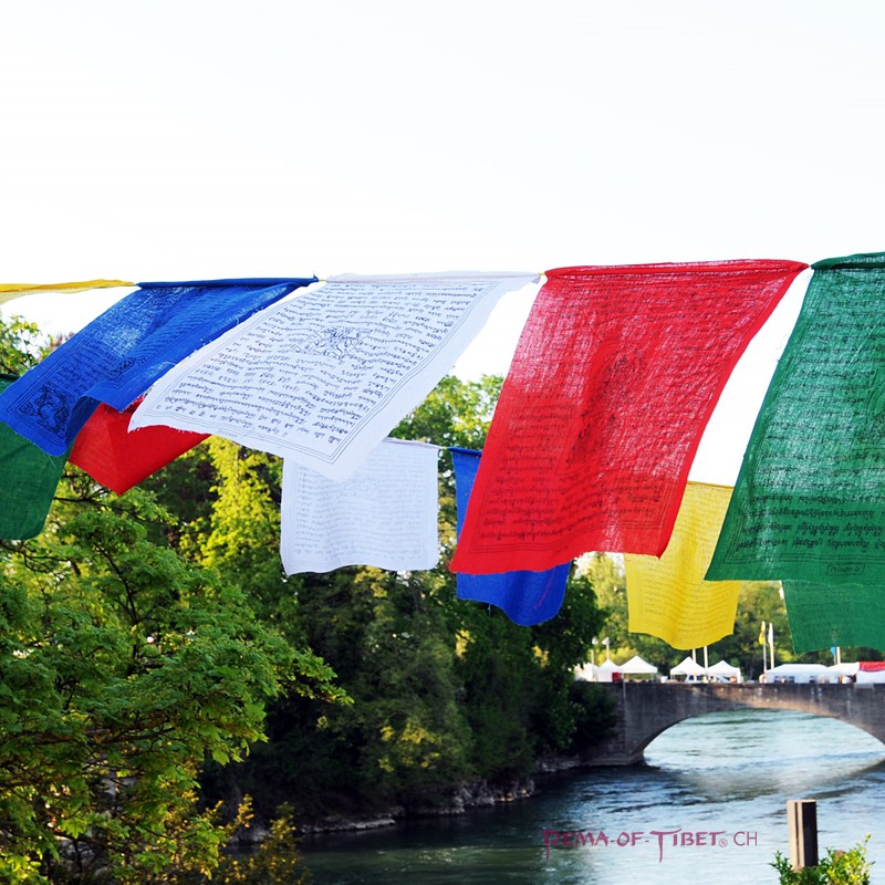 Tibetische Gebetsfahnen Nepal Fahnen 1,56 m lang Fahne ca:10x12 cm 10er Strang