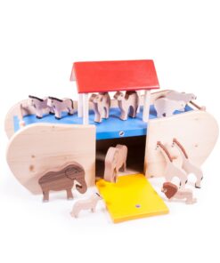 Arche Noah mit sechs Tierpaaren aus Holz