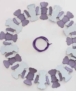 19 Elemente reflektierende STeckblumenkette grau reflektierend violett aufleuchtend