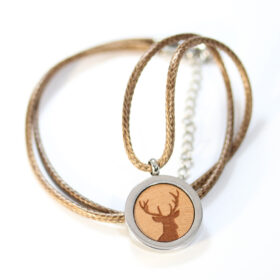 Hirsch Halskette mit Echtholz
