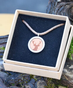 Hirsch Halskette mit Echtholz