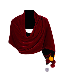 Schal aus Samt beide Seiten Schwarz/Rot von Hand gefertigt