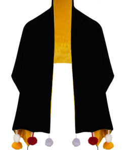 Schal aus Samt beide Seiten Schwarz/Gelb von Hand gefertigt