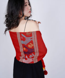 Schal aus Samt beide Seiten Rot von Hand gefertigt