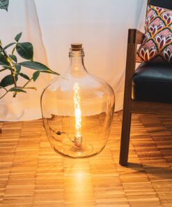 Lampe in Mostflasche, klar 25 Liter Ballonform