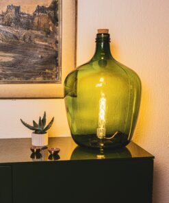 Lampe in Mostflasche, grün 25 Liter Ballonform